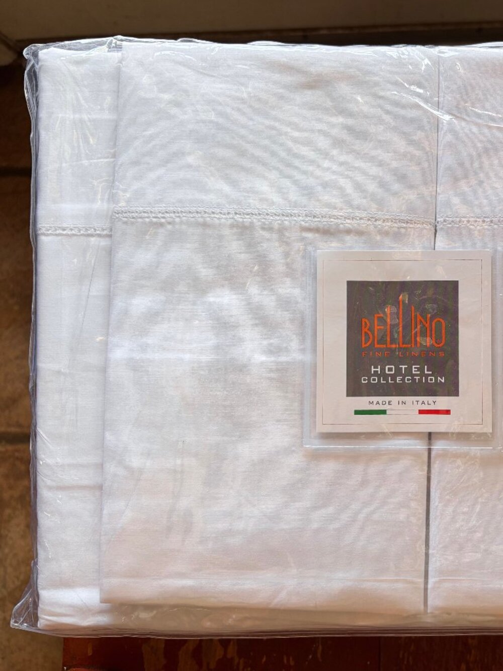 BELLINO Hotel Collection Queen Size Hemstitch Cotton Sheet Set Cotton Percale